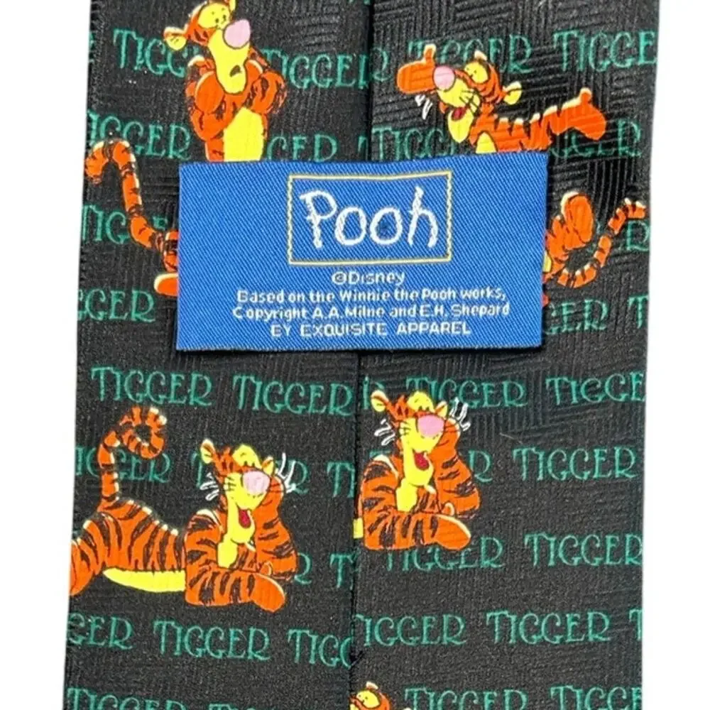 90s Disney- Tigger- honey- black green writing - novelty neck tie Winne the Pooh
